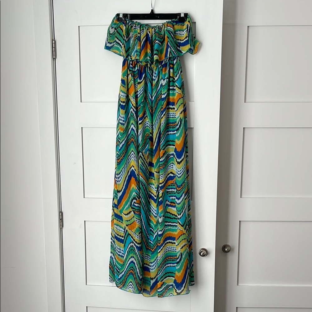 Strapless Multicolor Maxi Dress
